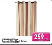 Design Collection Chocolate Striped Eyelit Curtain-Per Drop