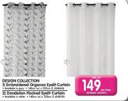 Design Collection Dandelion Flocked Eyelit Curtain-Per Drop