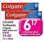 Colgate Toothpaste(Original, Triple Action and Herbal)-100ml Each