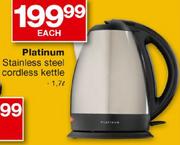Platinum Stainless Steel Cordless Kettle-1.7L Each