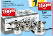 Essentials Stainless Steel Cookware Set With Glass Lids-12 Piece Set