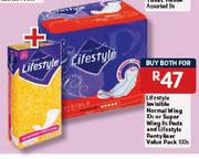 Lifestyle-Lov Isible Normal Wing-10's Or Super Wing-8's Pads & Lifestyle Panty Liner Value Pack-100'