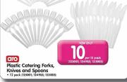 Aro Plastic Catering Forks,Knives And Spoons-Per 12 Pack