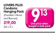 Lovers Plus Condoms Hanging Pack-3's
