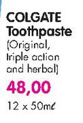 Colgate Toothpaste(Original, Triple Action and Herbal)-12 x 50ml