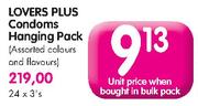 Lover Plus Condoms Hanging Pack(Assorted Colours and Flavours)-3's