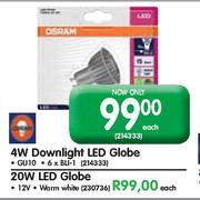 Osram 4W Downlight LED Globe-Each