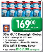 50W GU10 Downlight Globes-Per Pack