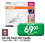 Osram 2W SES Pearl LED Candle-Each