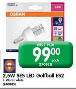 Osram 2.5W SES LED Golfball ES2-Each