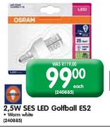 Osram 2.5W SES LED Golfball ES2-Each