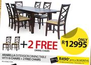 Arabella Extension Dining Table with 6 Chairs + 2 Free Chairs