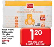 First Value Disposable Nappies(Small/Medium/Large/X-Large)-Each