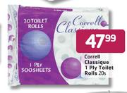 Correll Classique 1 Ply Toilet Rolls-20's
