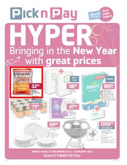 Pick n Pay Hyper Gauteng : Bringing in the New Year with Great Prices (27 Dec - 6 Jan 2013), page 1