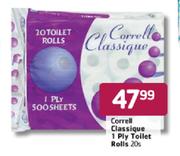 Correll Classique 1 Ply Toilet Rolls-20's