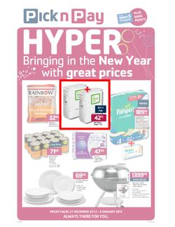 Pick n Pay Hyper Eastern Cape : Bringing in the New Year with Great Prices (27 Dec - 6 Jan 2013), page 1