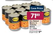 Koo Baked Beans In Tomato Sauce-12x410ml