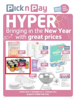 Pick n Pay Hyper KZN : Bringing in the New Year with Great Prices (27 Dec - 6 Jan 2013), page 1