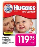 Huggies Dry Comfort Jumbo Pack Junior-58's/Midi-78's/Maxi-68's-Each