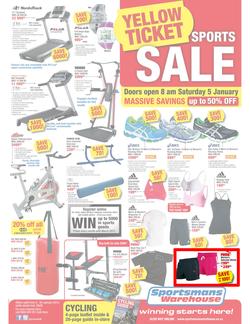 Sportsmans Warehouse : Yellow Ticket Sports Sale (5 Jan - 20 Jan 2013), page 1