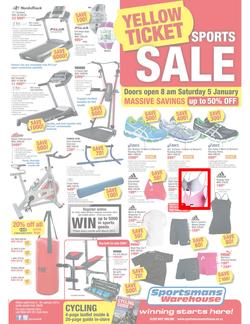 Sportsmans Warehouse : Yellow Ticket Sports Sale (5 Jan - 20 Jan 2013), page 1