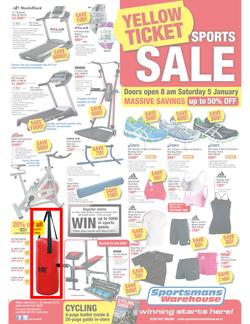 Sportsmans Warehouse : Yellow Ticket Sports Sale (5 Jan - 20 Jan 2013), page 1