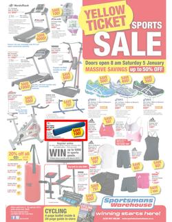Sportsmans Warehouse : Yellow Ticket Sports Sale (5 Jan - 20 Jan 2013), page 1
