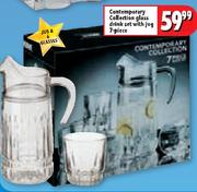 Contemporary Collection Glass Drink Set With Jug-7 Piece