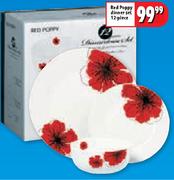 Red Poppy Dinner Set-12 Piece