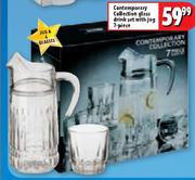 Contemorary Collection Glass Drink Set With Jug 7 Piece
