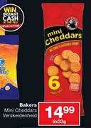 Bakers Mini Cheddars Verskeidenheid-6 x 33g