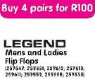 Legend Mens And Ladies Flip Flops-4 Pair