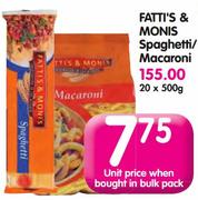 Fatti's & Monis Spaghetti/Macaroni-20x500g