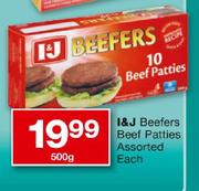 I&J Beefers Beef Patties Assorted-500g Each