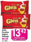 Glen Pouches Tagless Teabags - 6X100's