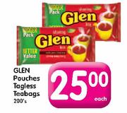 Glen Pouches Tagless Teabags-200's Each.