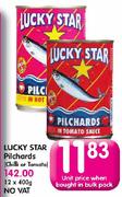 Lucky Star Pilchards(Chilli Or Tomato)-12x400g No Vat