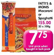 Fatti's Monis Macaroni Or Spaghetti-20x500g