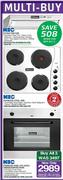 KIC 599mm Extractor Fan, 580mm Stainless Steel Hob And 595mm Steel Eye Level/Undercounter Oven