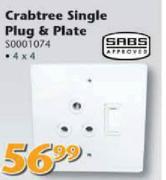 Sabs Crabtree Single Plug & Plate S0001074 4x4