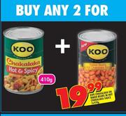 Koo Chakalaka Or Baked Beans In Hot Chakalaka Sauce-2 x 410g