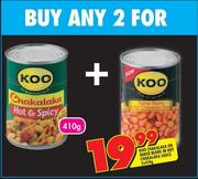 Koo Chakalaka Or Baked Beans In Hot Chakalaka Sauce-2 x 410g