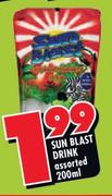 Sun Blast Drink Assorted- 200ml
