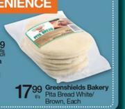 Greenshields Bakery Pita Bread White/Brown- 6's Each