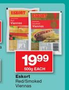 Eskort Red/Smoked Viennas-500g Each