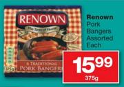 Renown Pork Bangers Assorted-375g