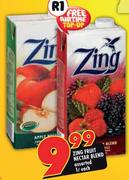 Zing Fruit Nectar Blend Assorted-1L Each