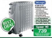 Delonghi 9 Vin Olie Verwarmer