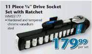 11 Piece 1/4" Drive Socket Set with Ratchet(WMSS177)-Per Set